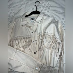 Zara cropped fringe jacket